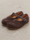 SWAYING Fall/Winter 2025: Cashmere-trimmed leather flat shoes SW-SW25AW4P06C3S37-HZ, Red-brown